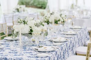 White and Blue Nautical Wedding Reception Decor