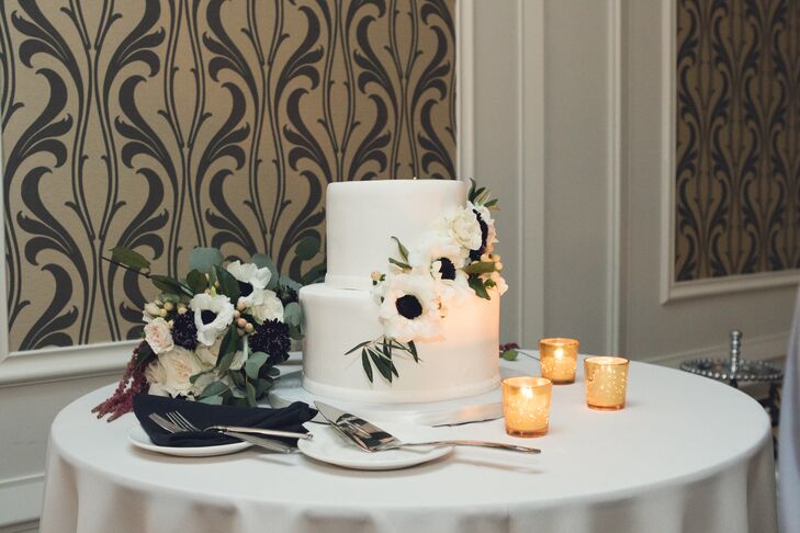 Two Tier White Wedding Cake