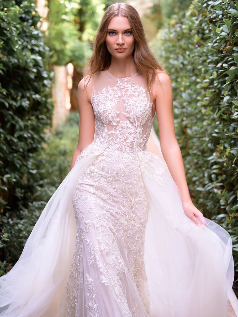 Bliss Monique Lhuillier illusion neckline wedding dress
