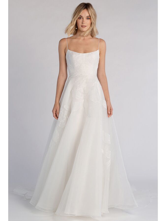 Jenny Yoo scoop neck organza wedding dress