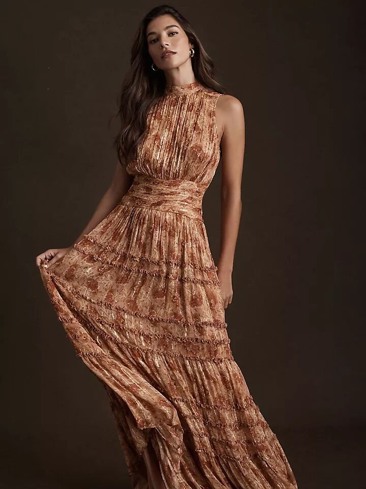 Red and gold beachy dress for the mother of the bride. 