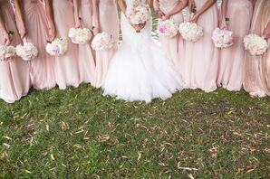 Custom Floor-Lenght Blush Bridesmaid Dresses