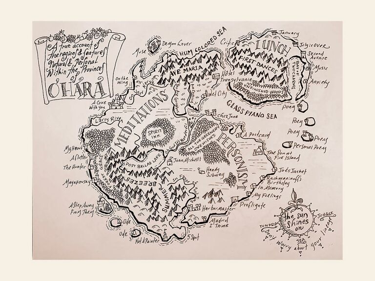 Fantasy map of couple's love story unique virtual experience gift for quality time