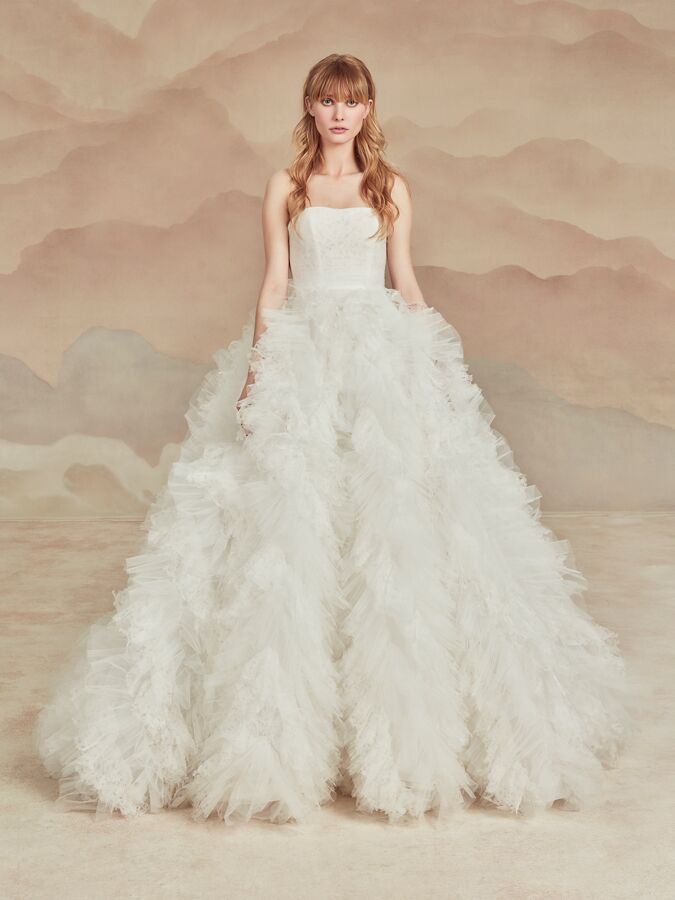 Ines Di Santo ball gown with textured skirt