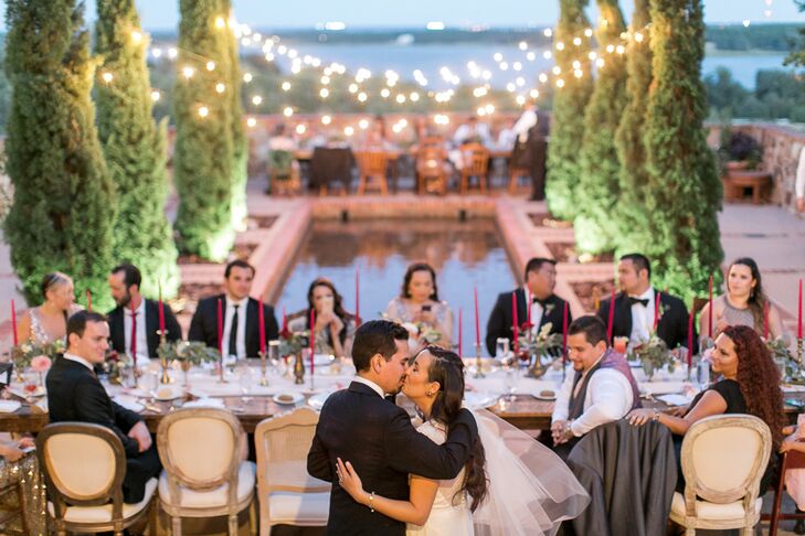 Michelle and Michael’s Bella Collina Reception Kiss