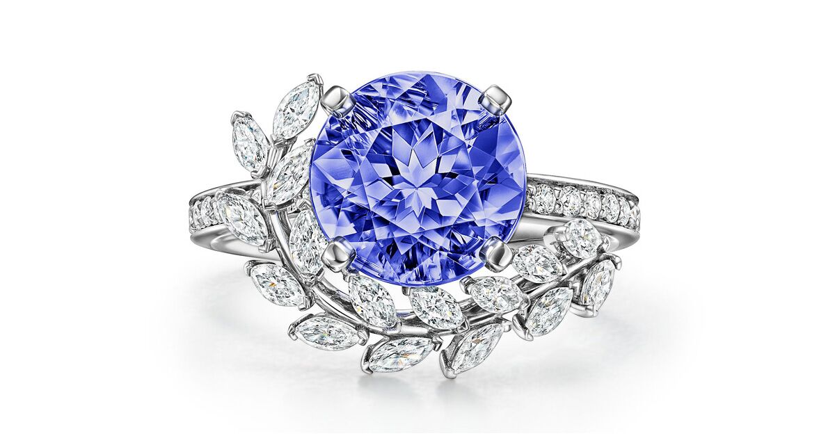 Trillion Tanzanite and Diamond Halo Ring in Rose Gold – Park City Jewelers