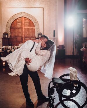 Couple Embraces During First Dance at Madera Estates in Conroe, Texas