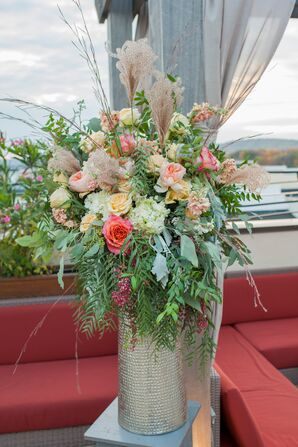 Loose Garden Rose Flower Arrangement With Greenery