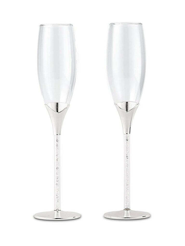 Gem filled stems wedding champagne flutes