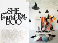 Collage of two halloween bridal shower decoration ideas 