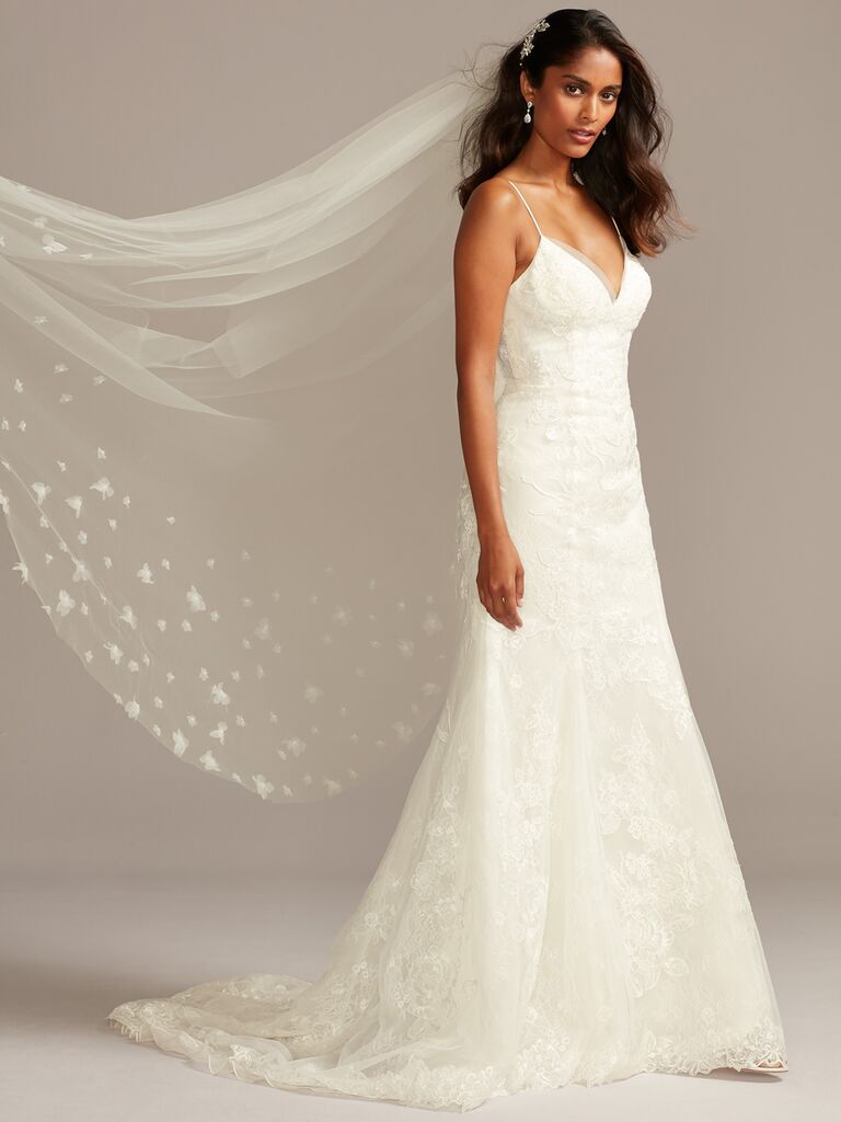 David's Bridal A-line spaghetti strap wedding dress