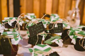 Jam Wedding Favors and Green Chevron