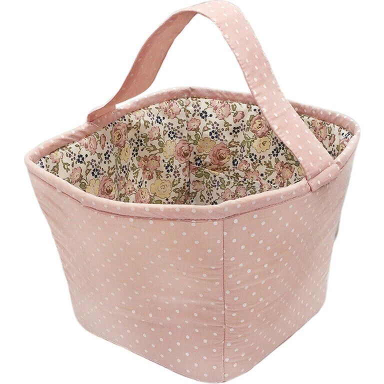 Pale pink polka-dot basket from Maisonette