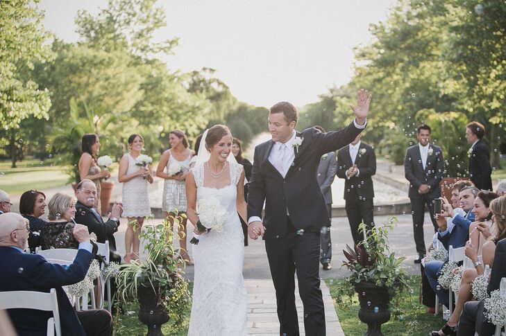 Recessional with Bubbles at Park Wedding