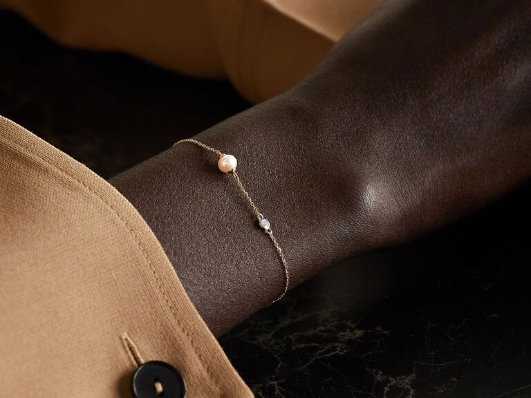 Pearl and diamond bracelet jewelry gift for bride
