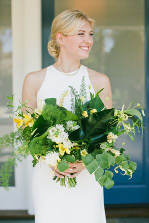 Large, Leafy Green Bridal Bouquet With Fern Leaves