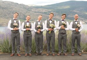 Gray Suits With Purple Bow Ties