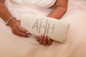 Beaded Ivory Bridal Clutch With Monogram