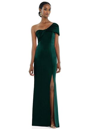 Dessy Group Twist Cuff One-Shoulder Princess Line Trumpet Gown - 3100 One Shoulder Bridesmaid Dress