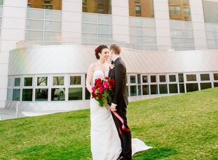 New Yorkers Rebecca and Kevin crossed the river for their modern wedding at the W Hoboken. “It has the most amazing views,” Rebecca says. “It was also