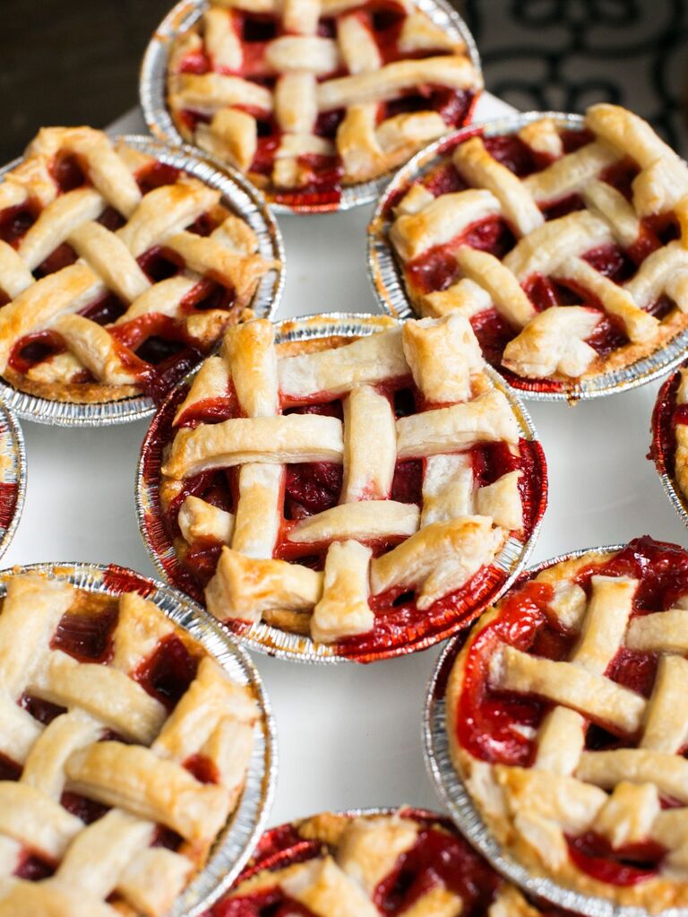 Mini cherry pie dessert idea for bridal shower. 