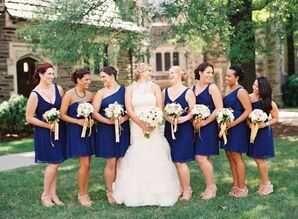 J.Crew Royal Blue Chiffon Bridesmaid Dresses