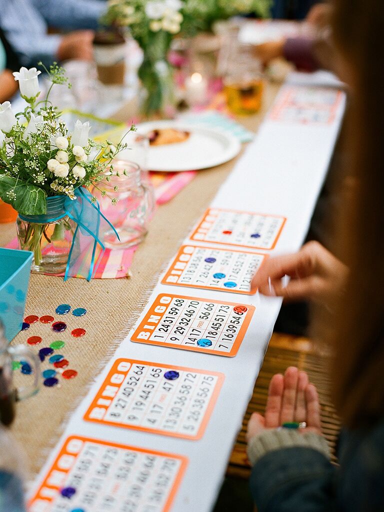 Bingo game game idea for cocktail hour tables