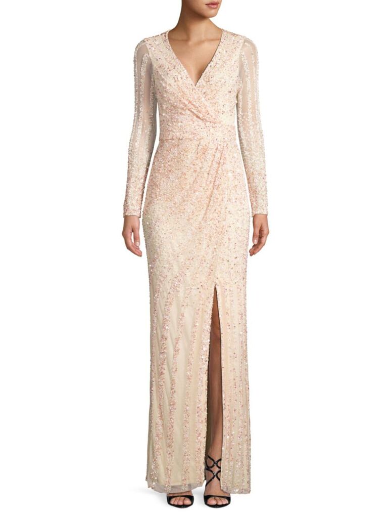 Parker Black Malika hand-beaded sequin long sleeve gown