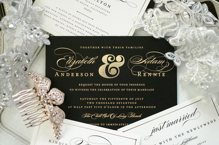 Contemporary Black and Gold Wedding Invitations