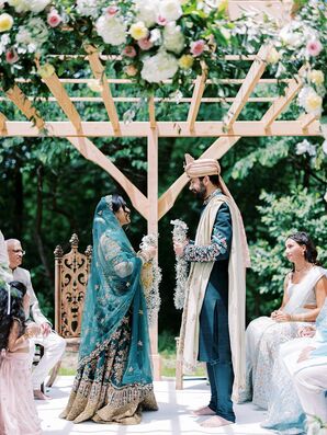 Jaimala Garland Exchange During Indian Wedding Ceremony