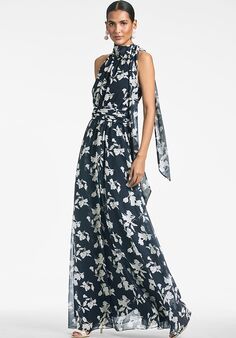 Sachin & Babi Kayla Gown - Navy Venetia Petal Bridesmaid Dress