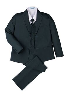 Little Tuxedos "Mason" Kids Hunter Green Suit (5-Piece Set) Flower Girl Dress and Ring Bearer Outfit