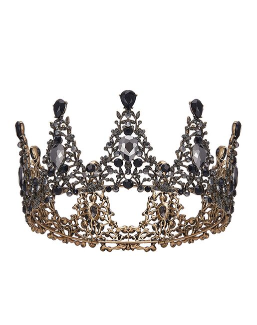AW Bridal AW BRIDAL Baroque Crowns for Women Queen Crown Gothic Tiara Crystal Crown for Women Princess Tiara for Girls Vintage Tiara for Wedding Crown for Brides (Black) Black Tiara - 5