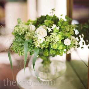 Green and White Centerpieces