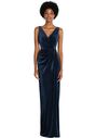 Dessy Group Draped Skirt Faux Wrap Velvet Maxi Dress - 6861 V-Neck Bridesmaid Dress - thumbnail - 1