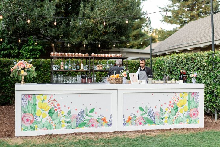 Outdoor Bar with Whimsical Flower Paintings