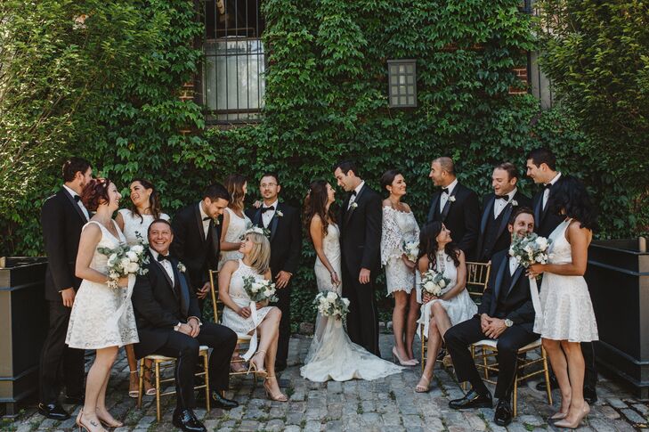 Nancy and Michael were drawn to the Green Room for its lush ivy-covered wall and illuminating full-ceiling skylight. "The space was so beautiful that we did not want to change much, only enhance it with greenery and white flowers and candles."