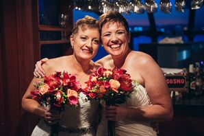 Vibrant Red and Marigold Bridal Bouquets