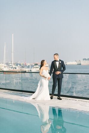 Bride and Groom With Waterfront View
