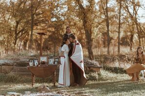 Bride and Groom in Morning Star Quilt