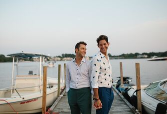 Couple at engagement party