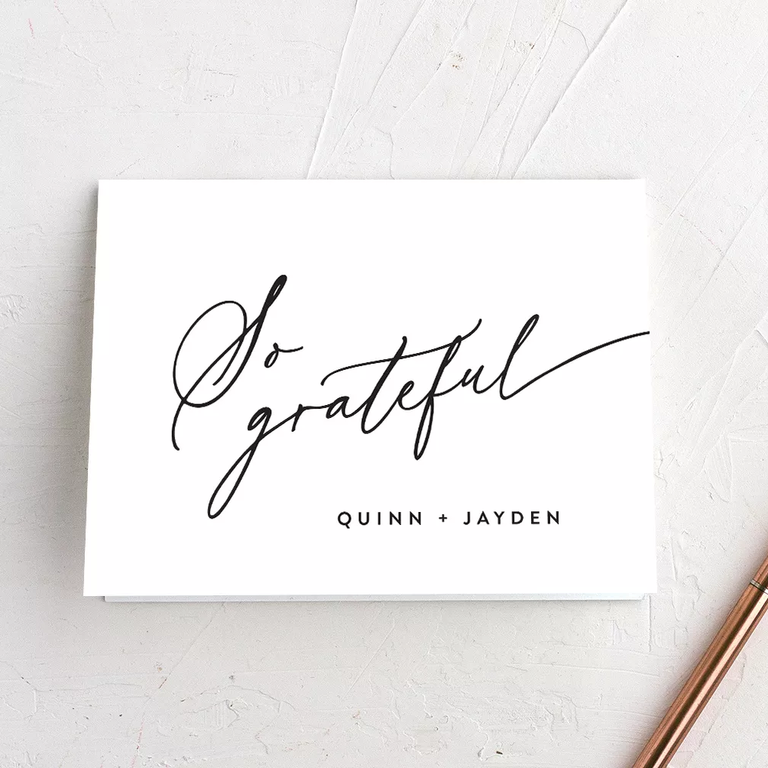 Simply Us Thank-You cards with calligraphy from The Knot