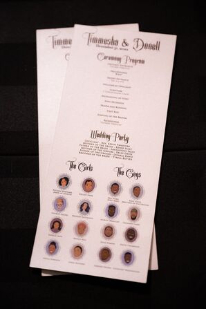 Wedding Program With Pictures of Wedding Party and Edgy, Spooky Font