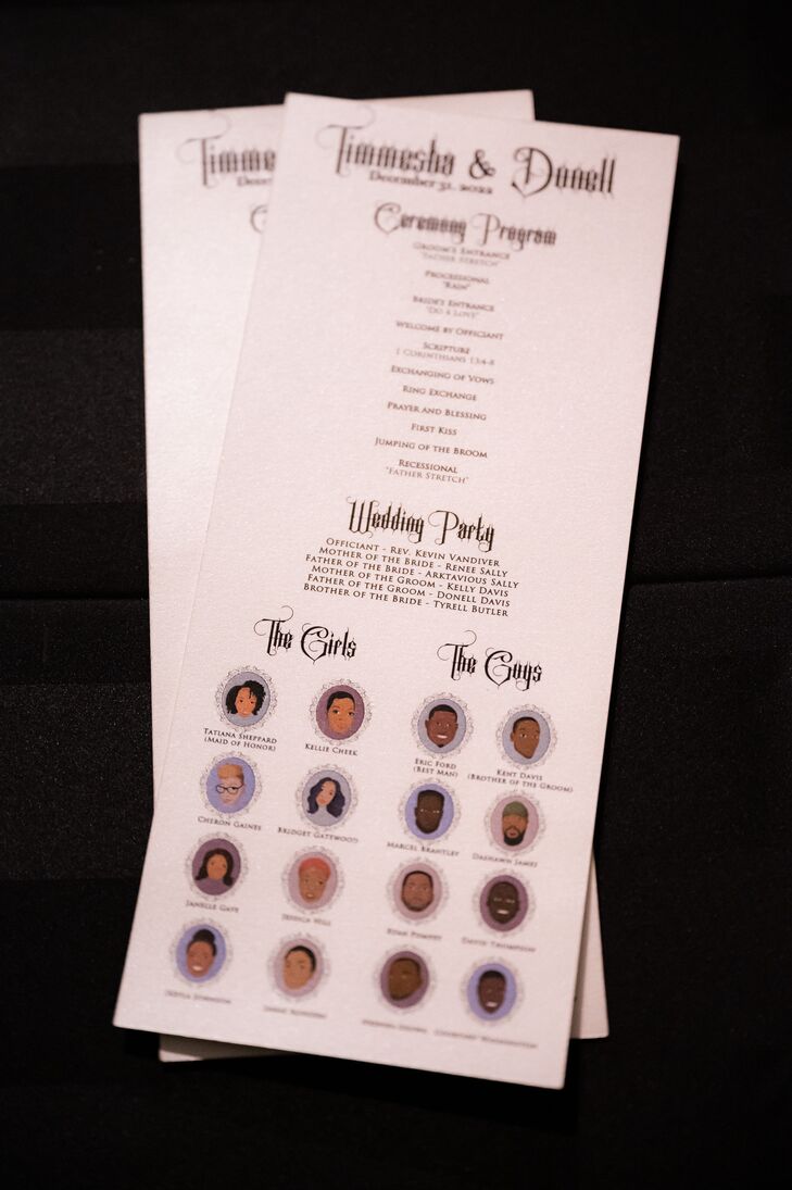 Wedding Program With Pictures of Wedding Party and Edgy, Spooky Font