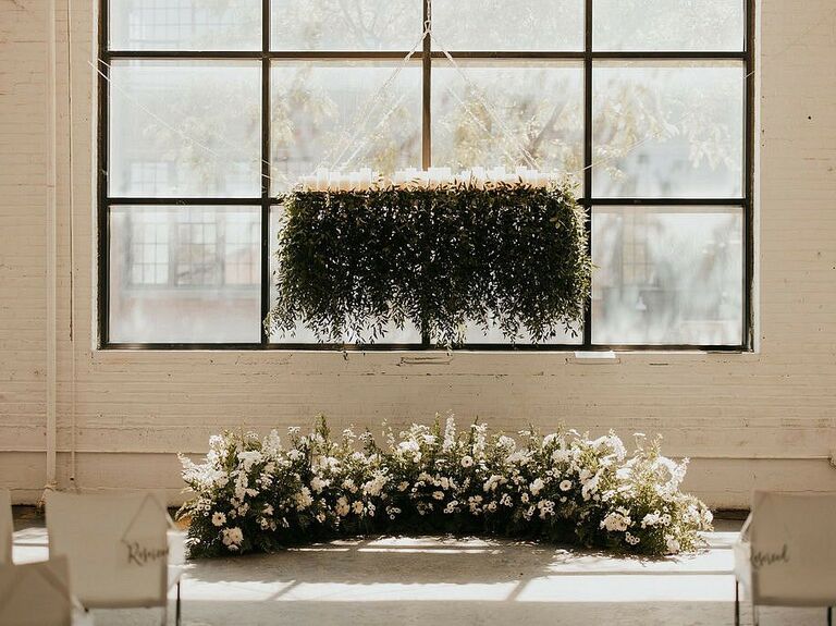 Hanging floral backdrop for your wedding ceremony