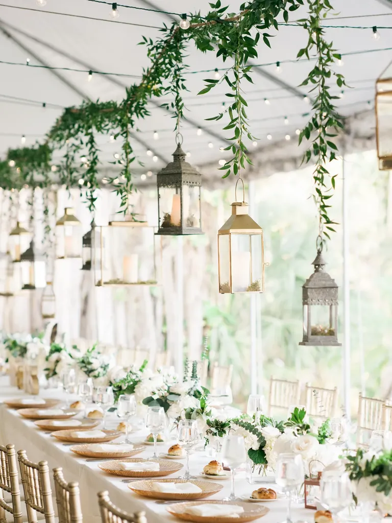 Lanterns on Vines wedding lighting idea