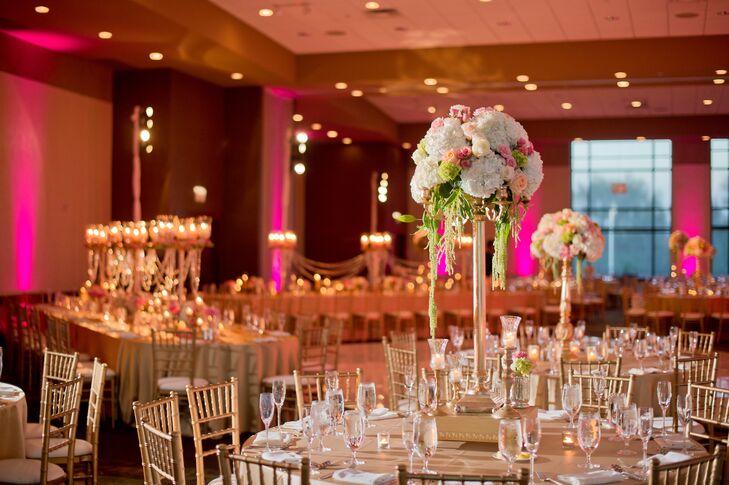 Cascading Amaranth and Hydrangea Centerpieces