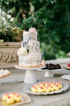 Hand-Painted Cake for Wedding at Montalvo Arts Center in Saratoga, California