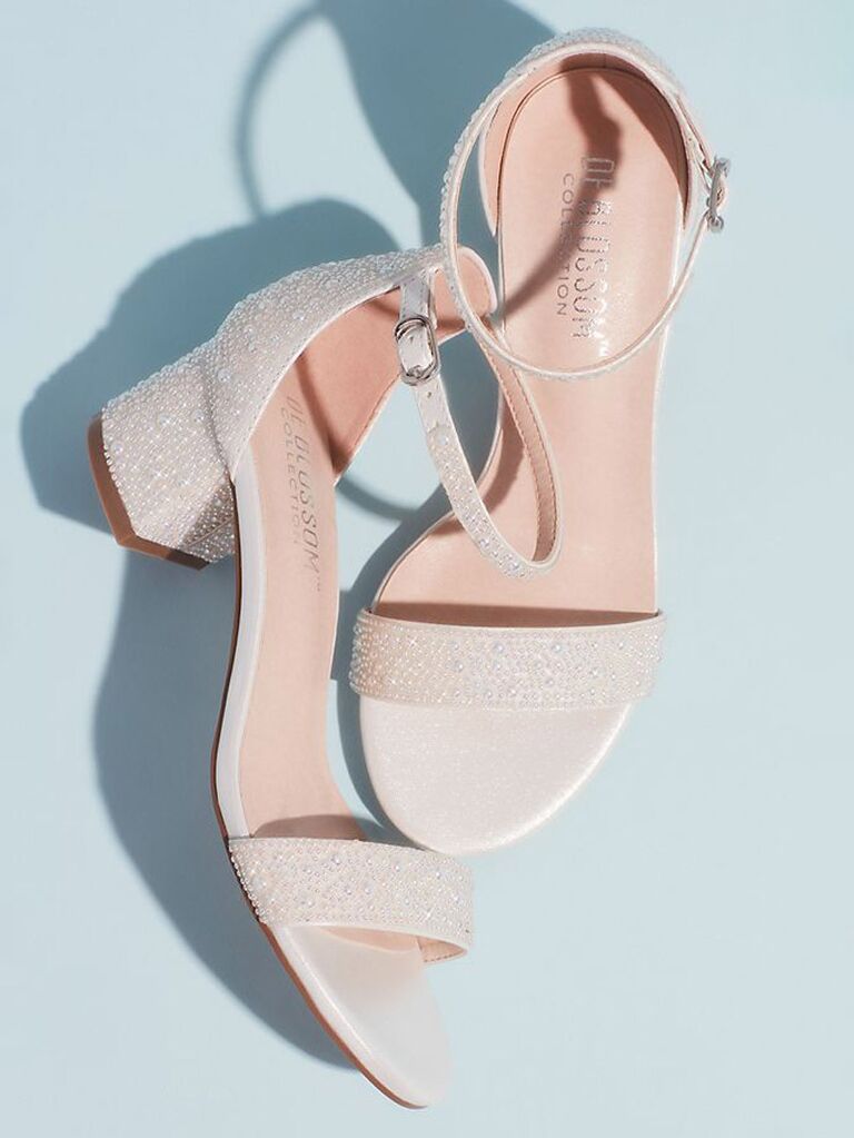 white wedding shoes low heel