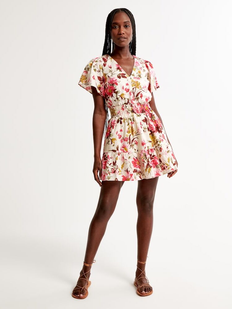 Smock tiered patterned dress for a rehearsal dinner by Abercrombie. 